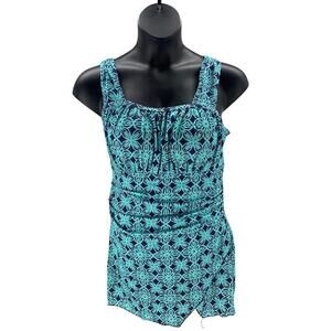 Ambernoon II by Dr. Erum Ilyas UPF50 Strap Swim Dress Turquoise - Plus